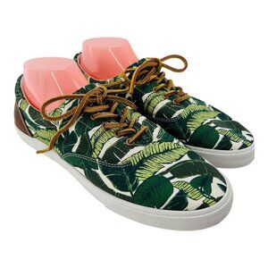 Bucketfeet Mens Tropical Leaf Print Sneakers Size 10 Canvas & Faux Leather